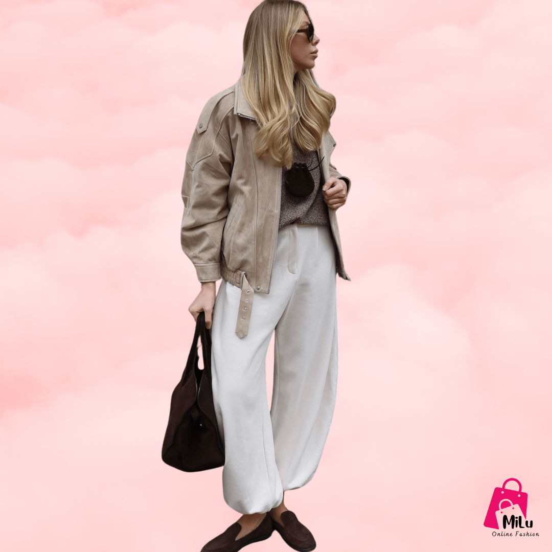 מעיל דמוי עור לנשים בצבע חום – Milu Shop