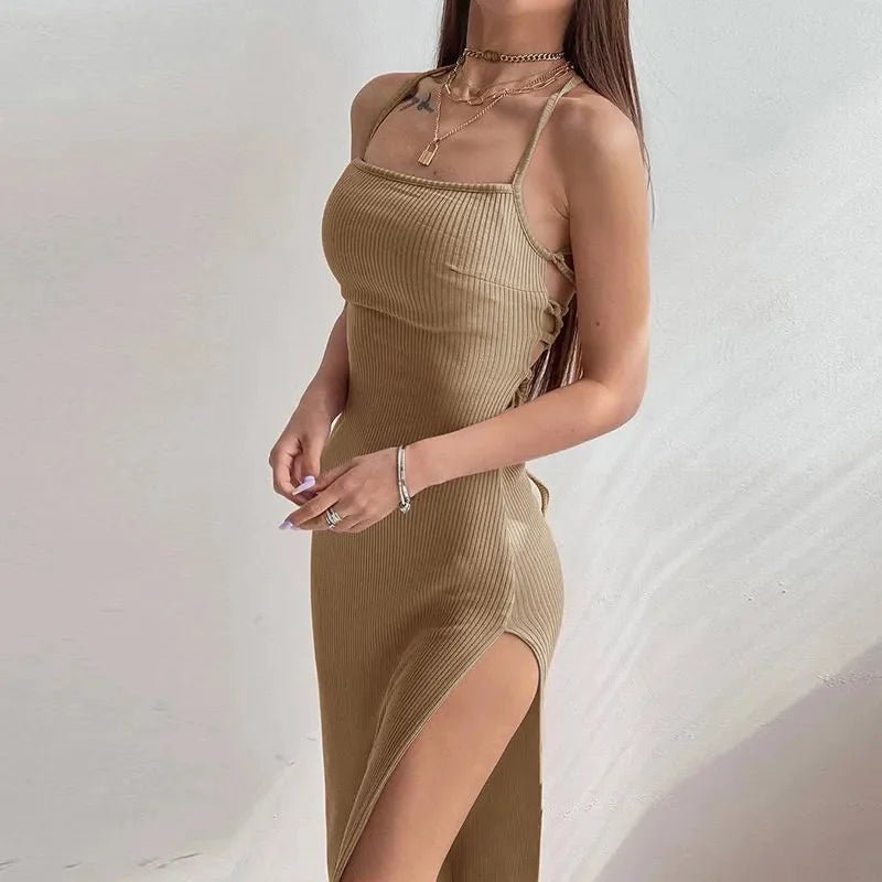 שמלת ערב סקסית דגם NATALY – חושפת בדיוק במידה הנכונה | שחור/חאקי - Milu