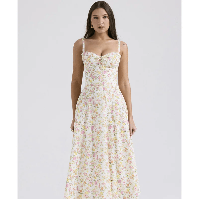 שמלת קיץ פרחונית לנשים - גליה, שמלת חופשה אלגנטית 2024 - Milu