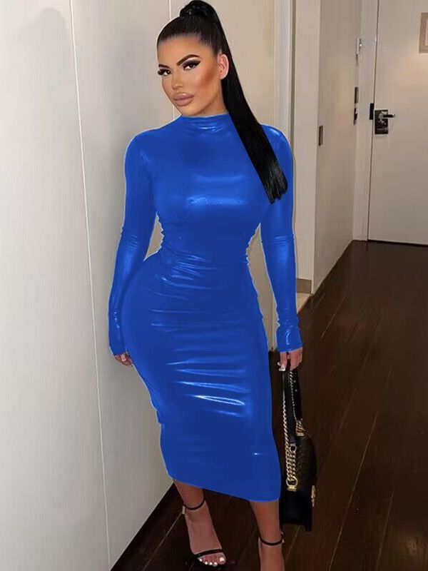 שמלת מקסי דמוי עור- מיטל - Milu