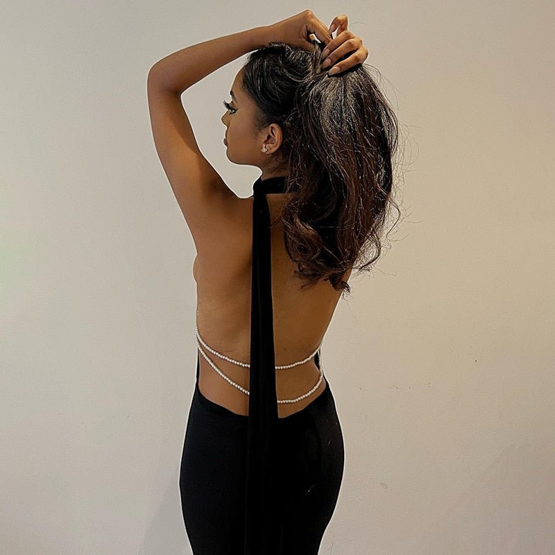 שמלת מקסי בשילוב פנינים- הילי - Milu