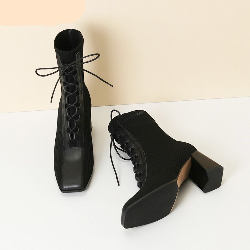 מגפי אלה - מגפיים מחטבים עם שרוכים - Milu