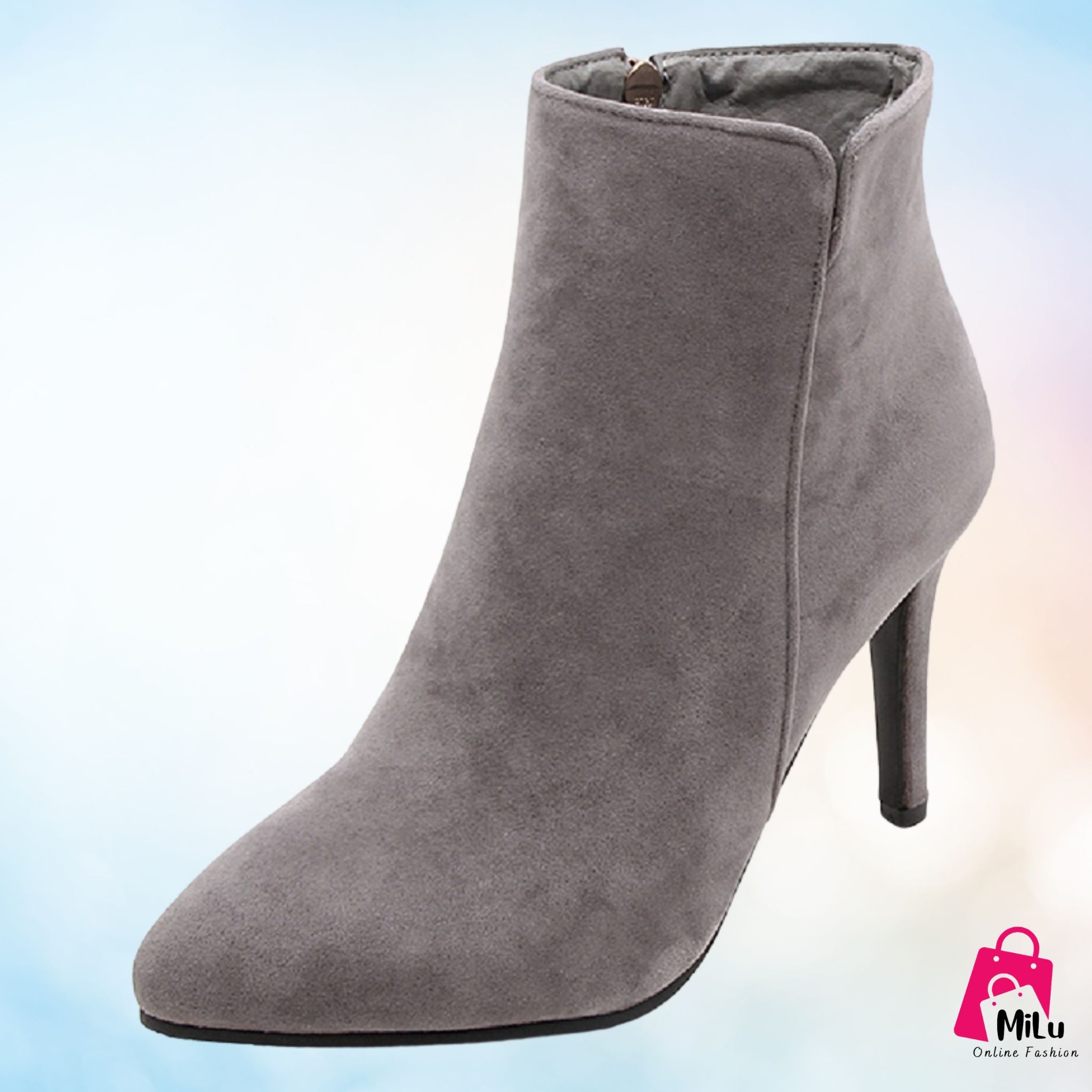 מגפון אפור לנשים אלגנטי עם עקב דק