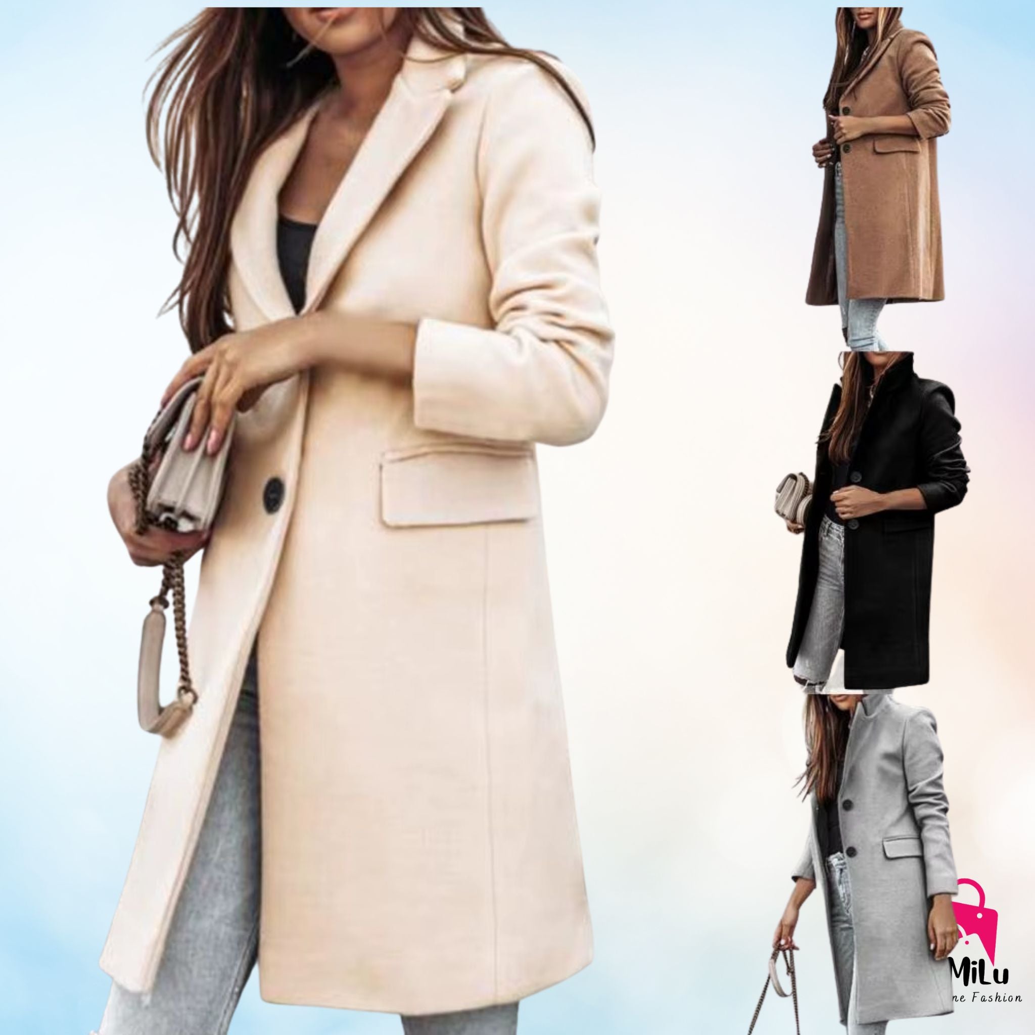 מעיל נשים אלגנטי עם כיסים